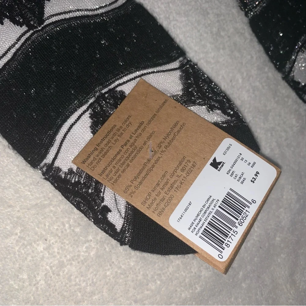 Women’s Ladies Sz 9-11 Vintage Route 66 Black Silver / Shimmer Ankle Socks 2 PR